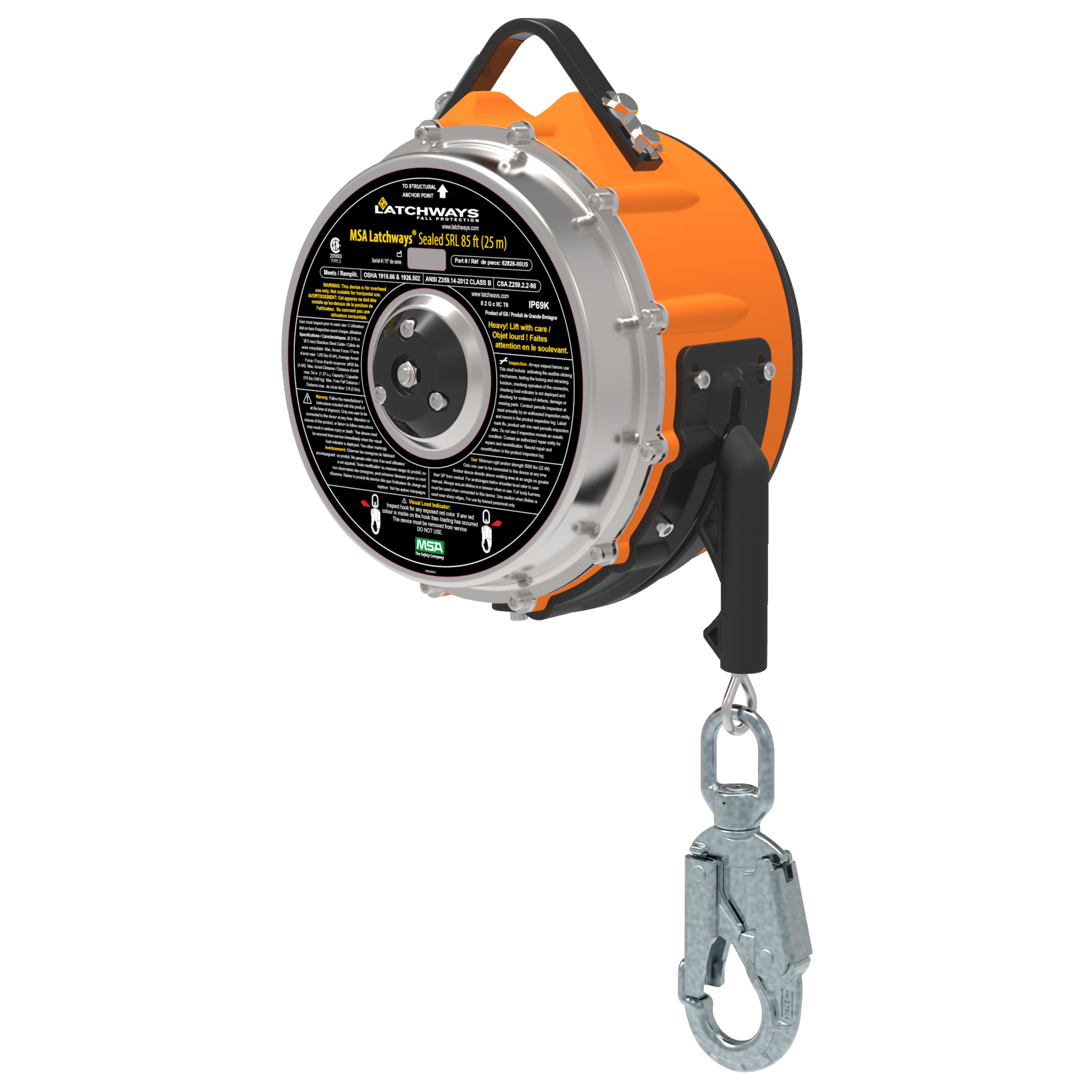 Latchways Sealed SRL, 85' (25m), Stainless Steel Cable